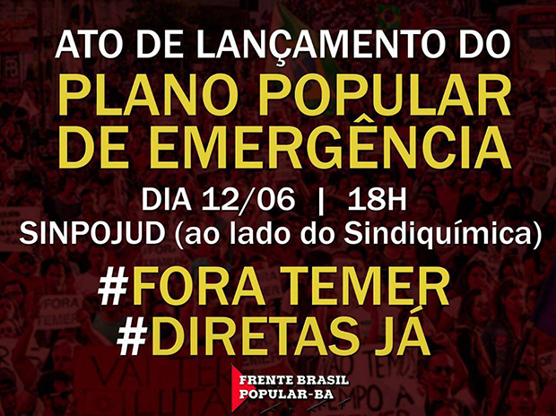 Plano Popular de Emergência será lançado hoje (12) em Salvador