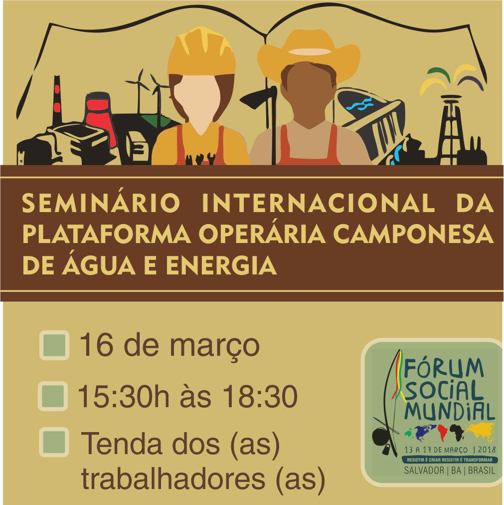 Seminário Internacional da Plataforma Operária Camponesa acontece durante o Fórum Social Mundial