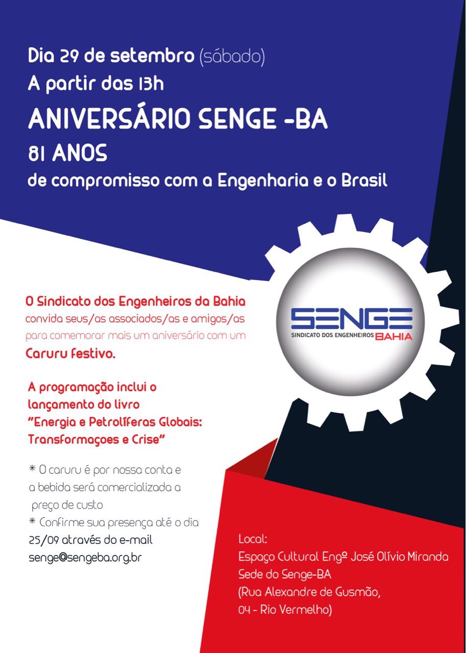Senge-BA comemora 81 de anos de fundação com evento no dia 29
