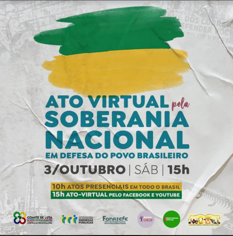 Contra as privatizações e em defesa da soberania, entidades organizam ato virtual nacional no aniversário da Petrobras