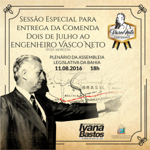 Deputada concede Comenda Dois de Julho ao engenheiro Vasco Neto dia 11 de agosto