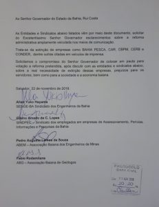 Governador da Bahia especula reforma administrativa com fechamento de empresas estaduais